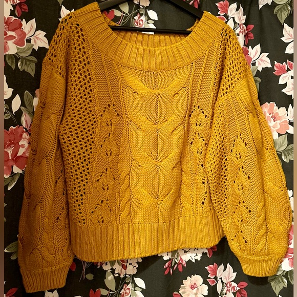 Cloth by rd Mustard Yellow Cable Knit Sweater - Picture 2 of 5